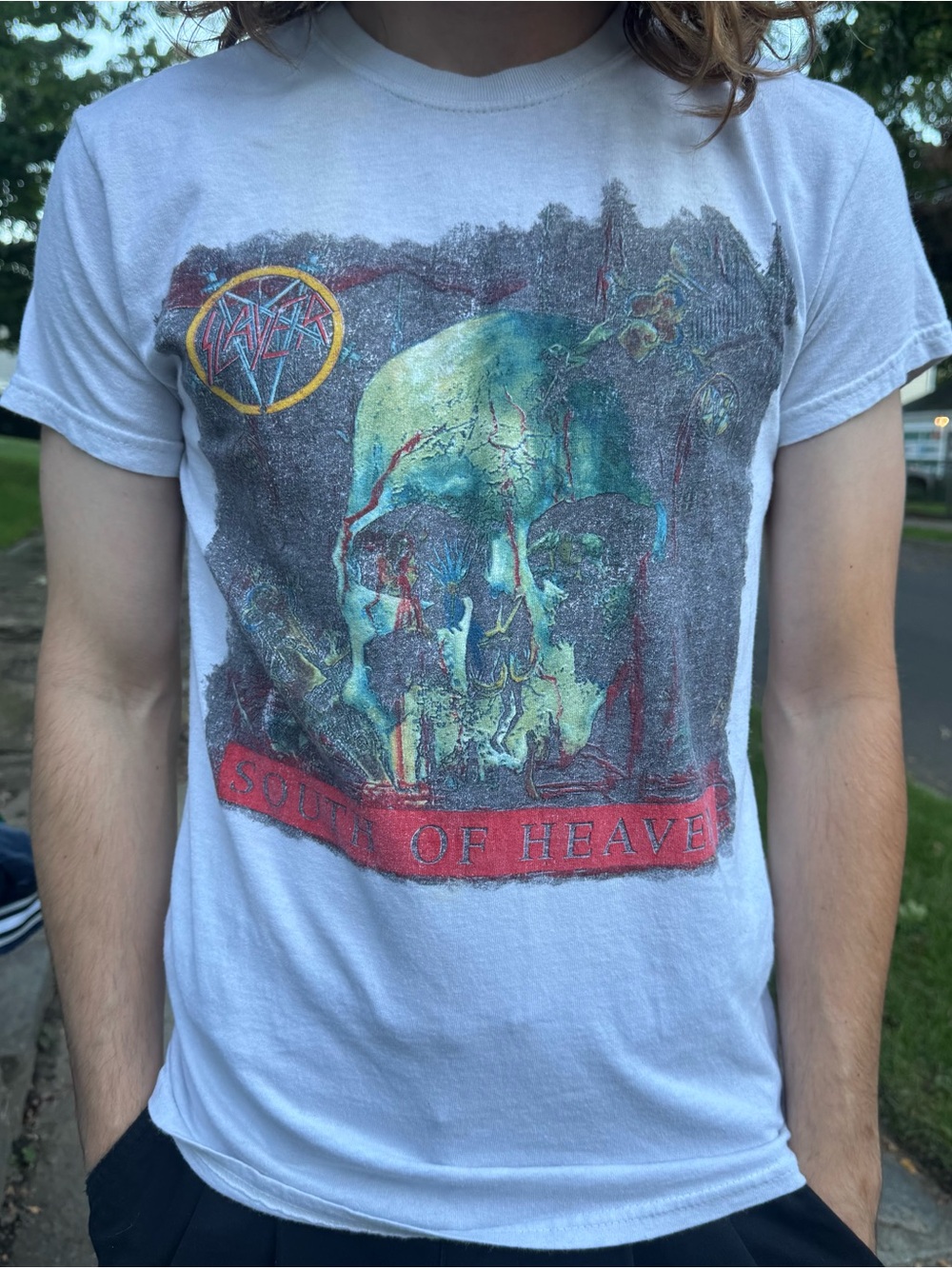 White 'South of Heaven' Graphic Short Sleeve Tee